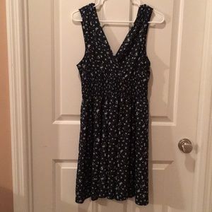 Navy dress w/ small blue and white flowers